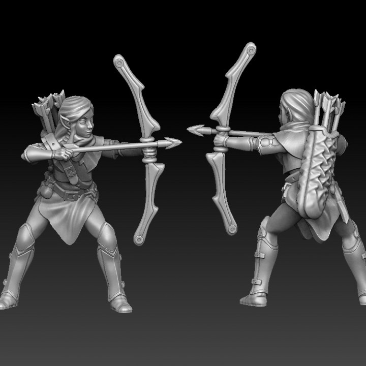 female elf archer tabletop miniature bow 3D print model - Mito3D