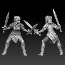 kadın elf çift kılıç masaüstü savaşçı minyatür 3d print model - Mito3D