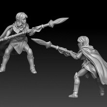 female elf spearmaiden tabletop spear miniature 3d print model - Mito3D