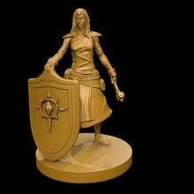 cleric v2 tabletop female shield hammer 3d print model - Mito3D