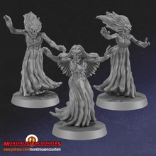 spectres x3 tabletop fantasy ghost undead wraith dungeon d&d spirit monstrous specter spectre encounters 3d print model - Mito3D