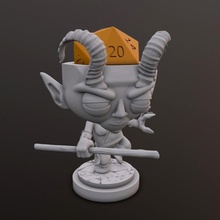 şeytan keşiş zar baş masaüstü Chibi tielfing 3d print model - Mito3D