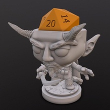 diabo Vampiro dados cabeça tampo mesa chibi Tiefling 3d print model - Mito3D