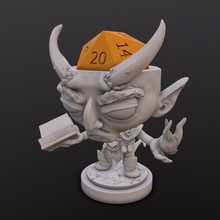 şeytan falcı masaüstü zar Chibi Tiefling 3d print model - Mito3D