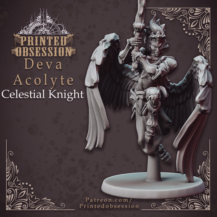 deva acolyte - heaven hath fury 32 mm scale pre-supported store dragon female fighter hell kickstarter knight miniatures angel printed angle dungeon patreon d&d obsession dndn 3D print model - Mito3D