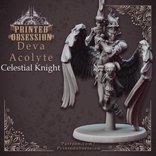 deva acolyte - heaven hath fury 32 mm scale pre-supported store dragon female fighter hell kickstarter knight miniatures angel printed angle dungeon patreon d&d obsession dndn 3d print model - Mito3D