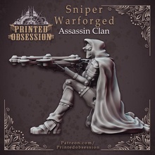 sniper warforged - assassin clan 32 mm scale tabletop cross dragons dungeons hunter miniature printed bow crossbow d&d dnd obsession 3d print model - Mito3D