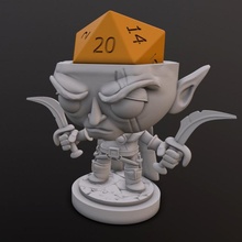 elf drow rogue dice head tabletop dice elf chibi rogue drow 3d print model - Mito3D