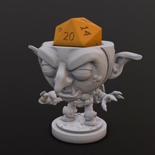 goblin arqueiro dados cabeça tampo mesa chibi 3d print model - Mito3D