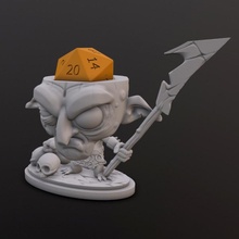 goblin hunter dice head tabletop chibi 3d print model - Mito3D