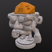 stone golem dice head tabletop chibi 3d print model - Mito3D