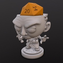 female dwarf danica dice head tabletop chibi d20 3d print model - Mito3D