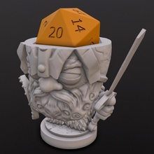 dwarf fighter denzil dice head tabletop chibi d20 3d print model - Mito3D