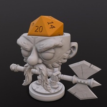 nain combattant Guladin dé tête table chibi d20 3d print model - Mito3D