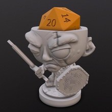 fêmea anão Maggie dados cabeças tampo mesa chibi d20 3d print model - Mito3D