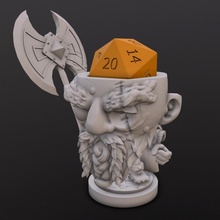 dwarf fighter magnus dice head tabletop chibi d20 3d print model - Mito3D