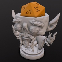 Githzerai monge dados cabeça tampo mesa chibi d20 serras 3d print model - Mito3D