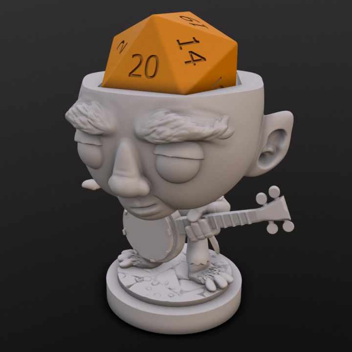 metà bardo dado testa tavolo chibi d20 3D print model - Mito3D