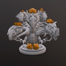 renkli Ejderha zar Kulp destek Chibi baş masaüstü ejderhalar kromatik tiamat 3d print model - Mito3D