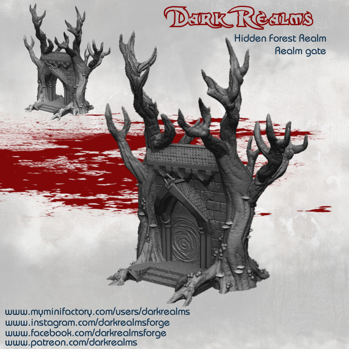 hidden forest realm - gate tabletop elf terrain wood trees d&d 3D print model - Mito3D