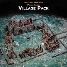 western kingdom - destroyed village tabletop epic fantasy medieval miniatures wargame scenery 6mm 10mm warmaster 3d print model - Mito3D