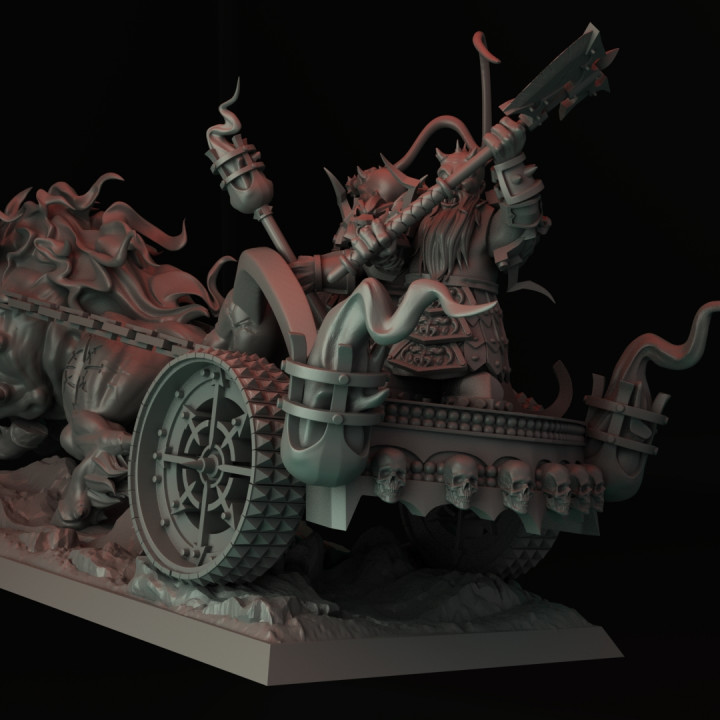 infernal enanos carruaje mesa martillo guerra toro enano calabozos Dragones d ageofsigmar aos ninthage caos 3D print model - Mito3D