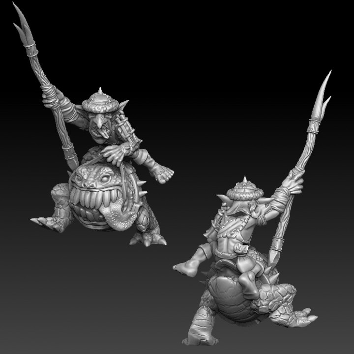 goblin monster rider tabletop spear miniature 3D print model - Mito3D