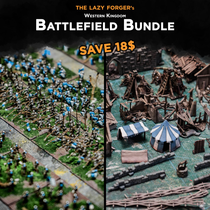 western kingdom - battlefield bundle tabletop army epic fantasy historical medieval terrain miniature wargame 6mm 10mm warmaster feudal 3D print model - Mito3D