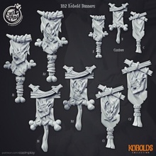 kobold banners pre-supported tabletop dragon modular kitbash dnd standart 3d print model - Mito3D