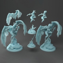 aarakocra shaman harpy matron set tabletop bird dragons dungeons female monster nest spear glaive monstergirl 3d print model - Mito3D