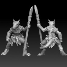 lizard tribal warrior spear tabletop miniature spearman 3d print model - Mito3D