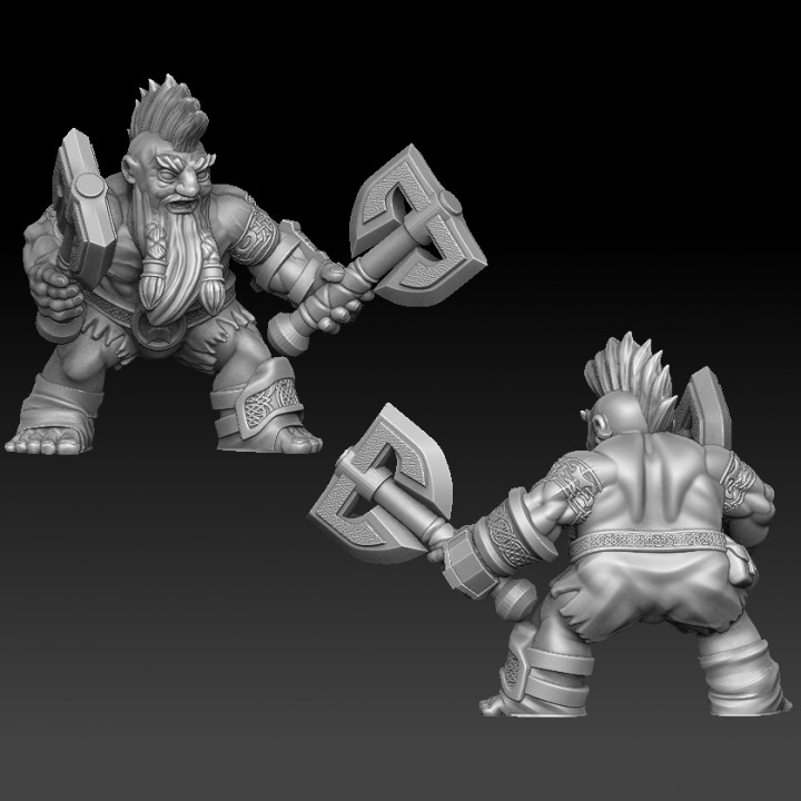 nain berserker table hache guerrier miniature 3D print model - Mito3D