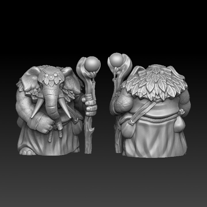 l'éléphant druide table animal nature miniature mage poireau 3D print model - Mito3D