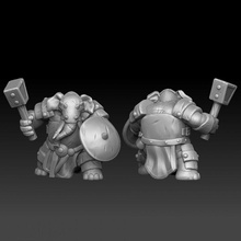 elephant armored warrior store animal armour miniature hammer tabletop sheld 3d print model - Mito3D