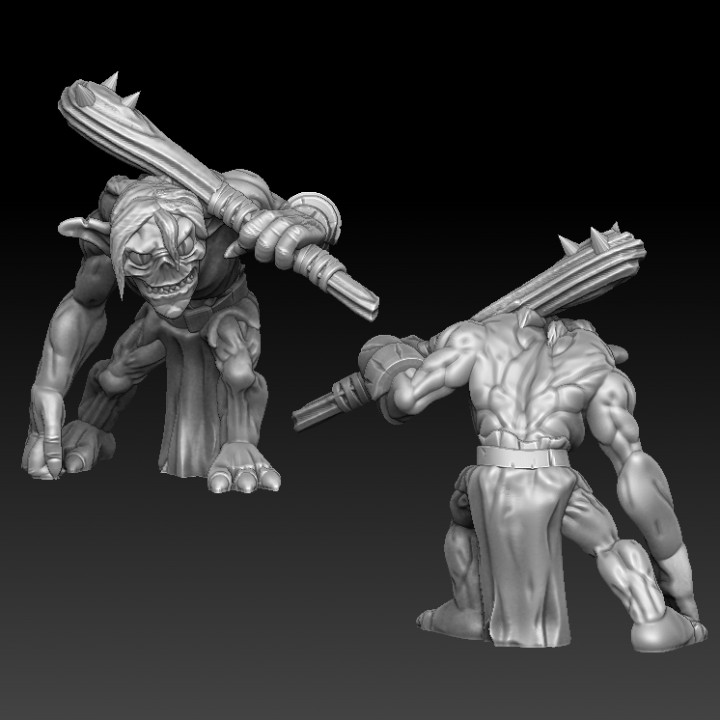 cave goblin spiked club store monster miniature evil tabletop morlock 3D print model - Mito3D