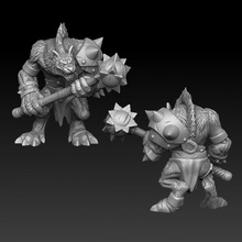 gnoll warrior spiked club store creature monster miniature tabletop 3d print model - Mito3D