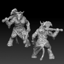 minotaur warrior dual axe store cow monster weapon bull miniature tabletop 3d print model - Mito3D
