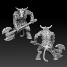 minotaur warrior twohanded axe store cow monster bull miniature tabletop 3d print model - Mito3D