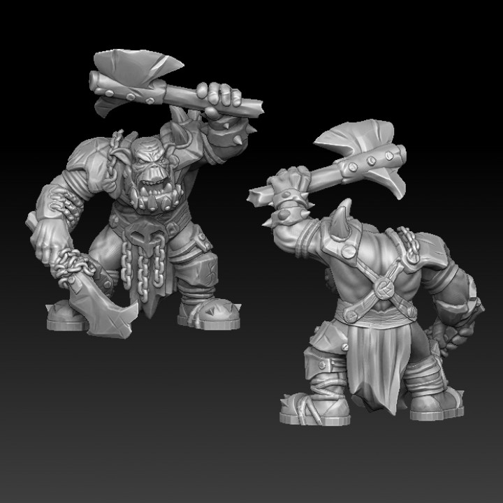 ork Guerreiro grito guerra loja Machado monstro orc miniatura dual tampo mesa 3D print model - Mito3D