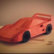 poly ferrari f40 car fast red sports low-poly spoiler 3d print model - Mito3D