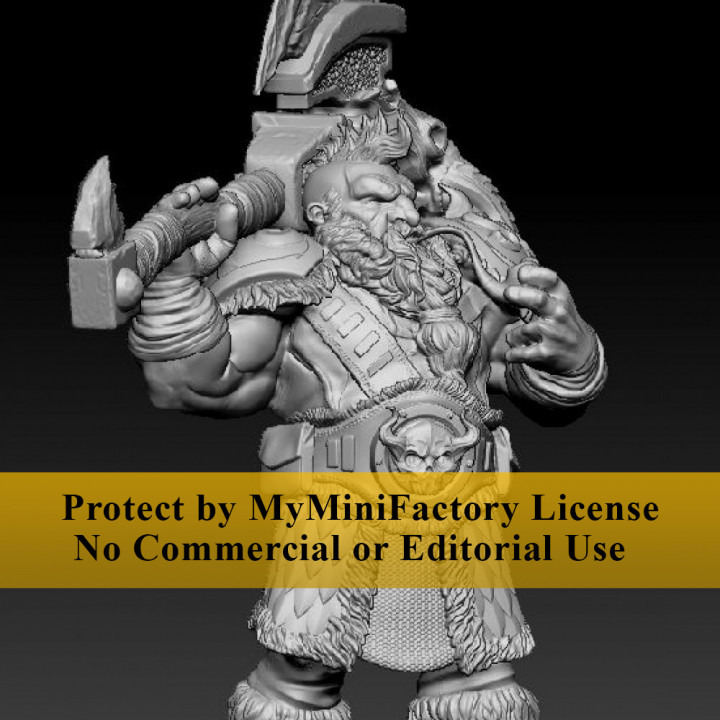 enano guerrero mesa stl hacha fantasía combatiente fumar tubo batalla asesino mohawk 3D print model - Mito3D