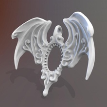 gotik kolye kanatlar mücevher Sanat dekoratif hediye yüzük heykel dekor 3d print model - Mito3D