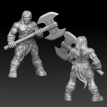 barbarian big axe tabletop strong warrior miniature twohanded 3d print model - Mito3D