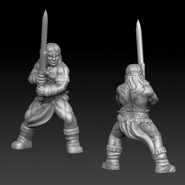 barbarian sword tabletop warrior miniature 3D print model - Mito3D