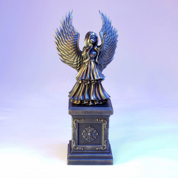 inocência tampo mesa decoração fêmea menina estátua troféu asas personagem anjo piedosos alado 3D print model - Mito3D
