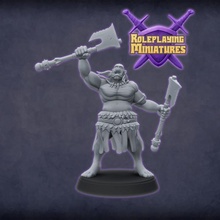 orc warrior tabletop axe games miniatures rpg resin roleplaying double dnd pathfinder 5e 3d print model - Mito3D