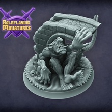starving bridge troll tabletop free vintage miniature resin roleplaying dnd pathfinder supported 3d print model - Mito3D