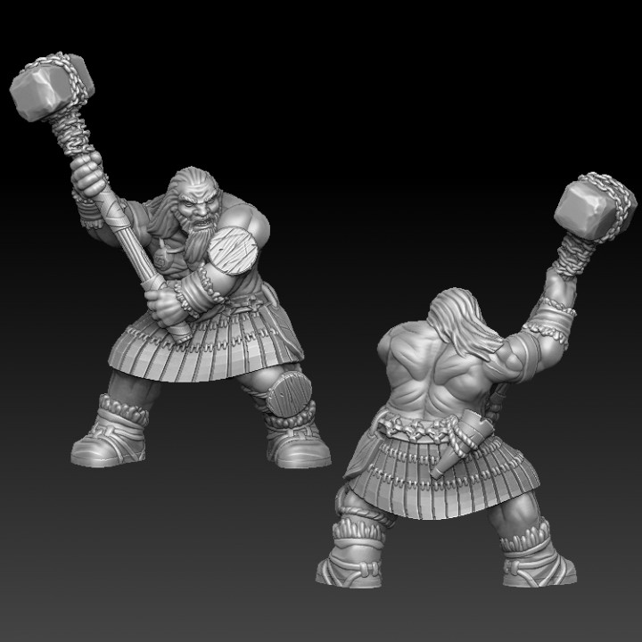 giant twohanded hammer tabletop barbarian warrior miniature titan 3D print model - Mito3D