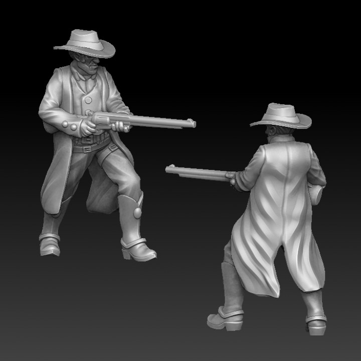 selvaggio ovest cowboy fucile tavolo pistola miniatura occidentale pistolero 3D print model - Mito3D