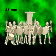 esqueleto guerreros 28mm juego guerra mesa figurilla martillo miniatura reyes frostgrave eskice mordheim 3d print model - Mito3D